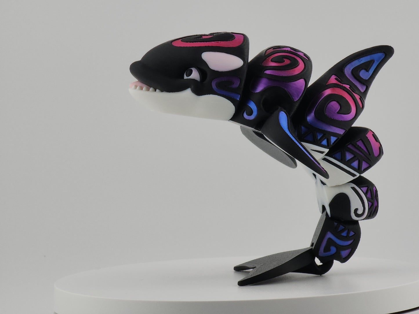 Articulated Tattooed Orca Stands on Tail