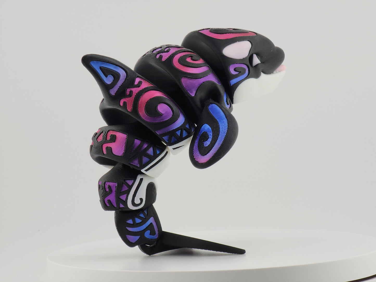 Articulated Tattooed Orca Stands on Tail